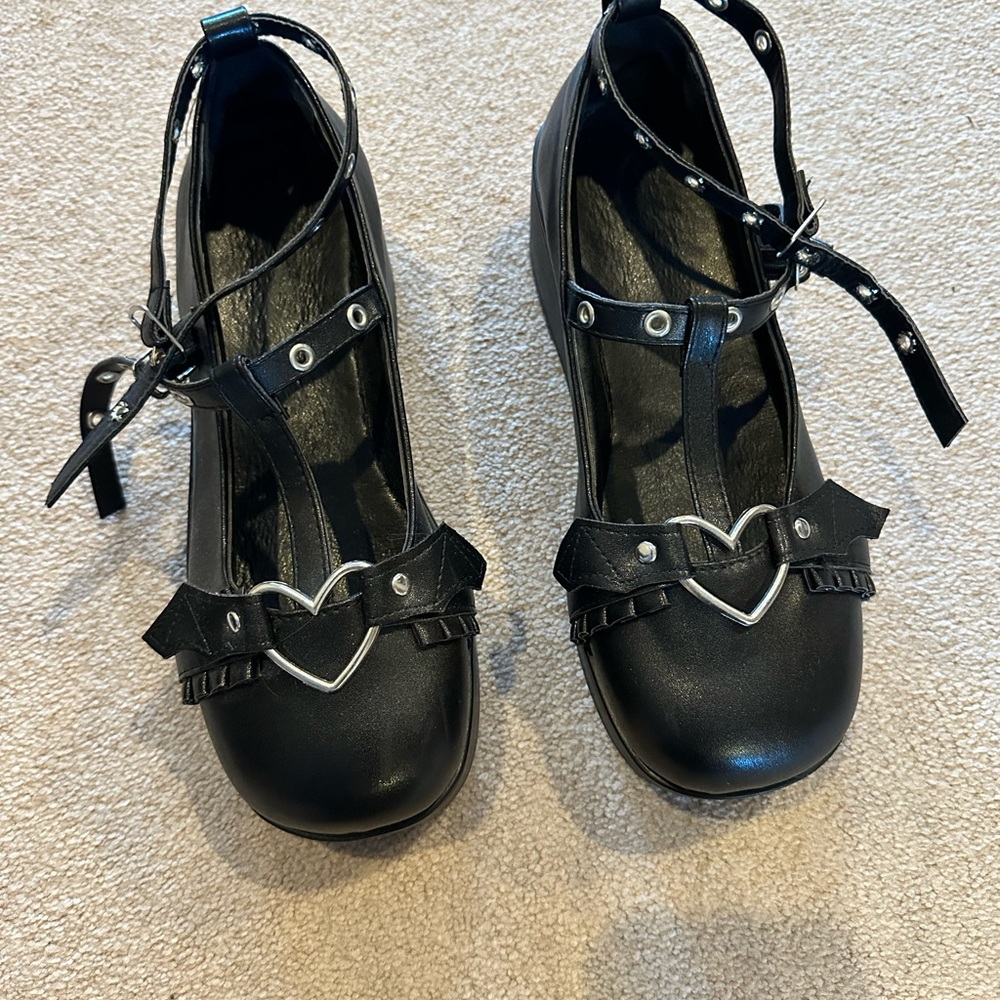 Black Mary Jane platform cosplay shoes size 9